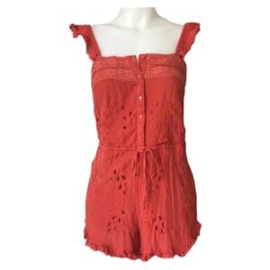 Free People Burnt Orange rompers shorts with adjustable waistband Bohemian Boho